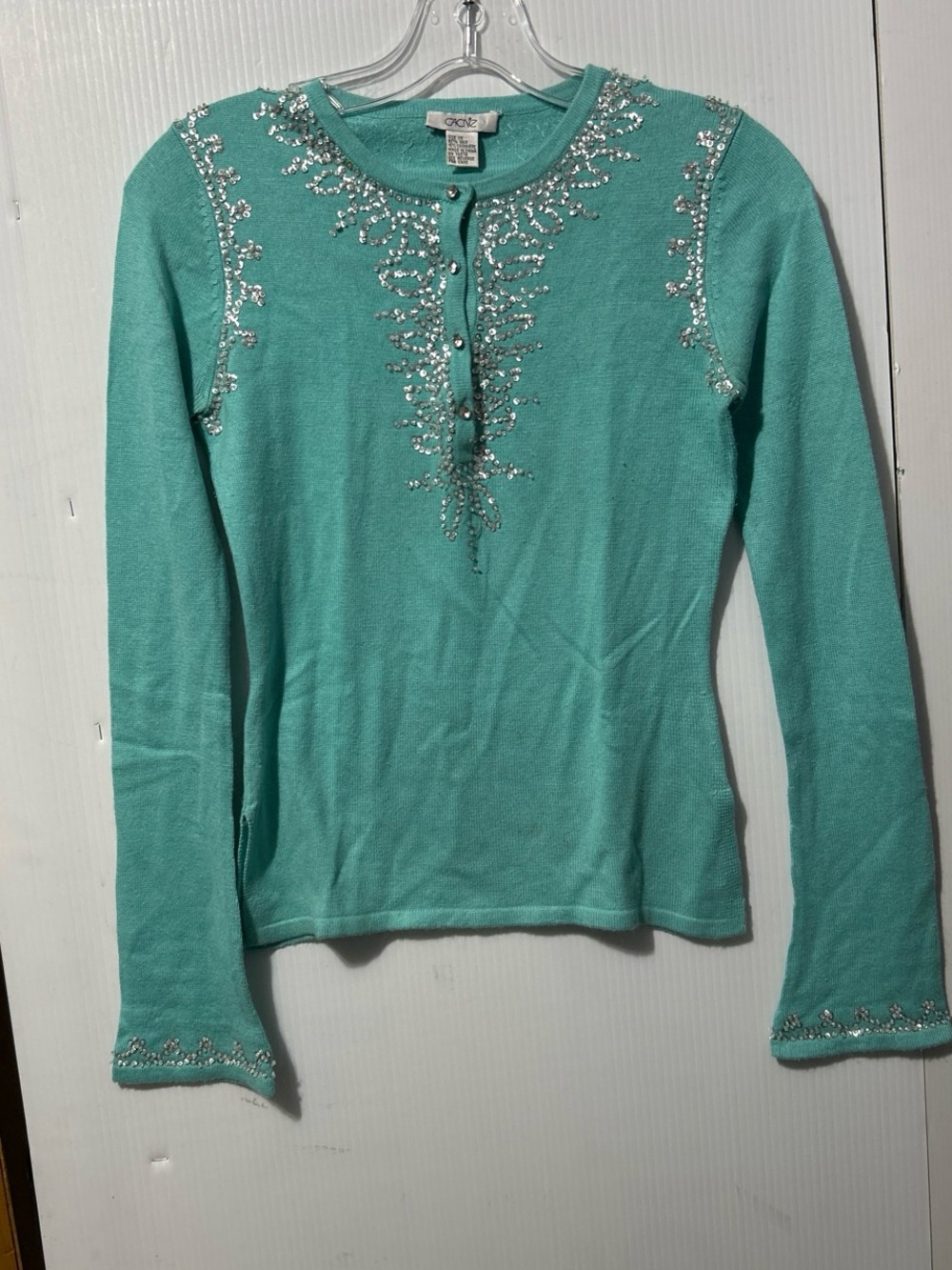 Cache Aqua Embellished Sweater Top